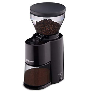 Cloer 7520 Elektrische Kaffeemühle mit Kegelmahlwerk aus Edelstahl, 2-12 Tassen, 300 g Kaffeebohnen, 150 W, verstellbarer Mahlgrad, schwarz, Edelstahlmahlwerk im Sale